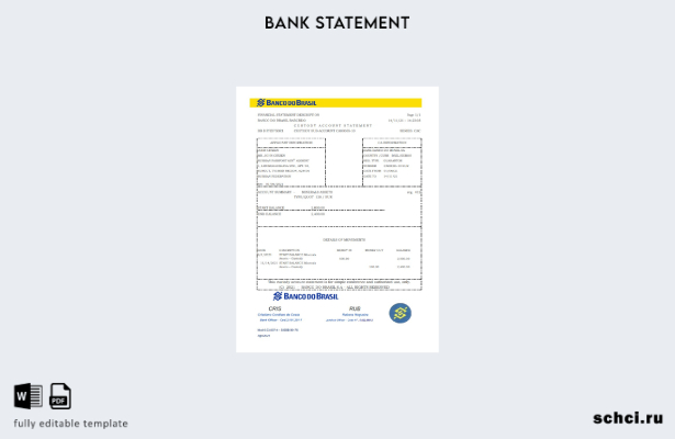 цифровая загрузка шаблона Excel банковской выписки Brazil Banco do Brasil